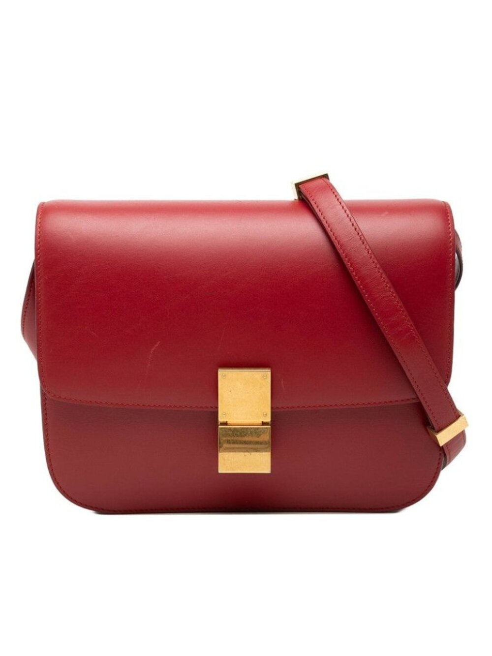 Celine Classic Box Crossbody Shoulder Bag Red Leather - Picture 1 of 7